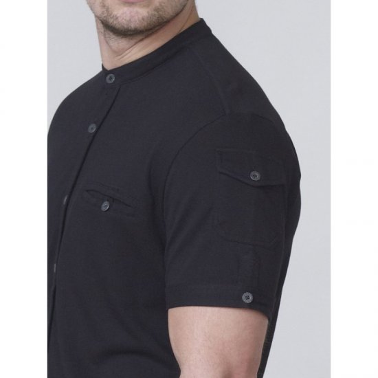 D555 Archer Collarless Shirt Black - Overhemden - Overhemden Grote Maten Heren