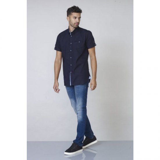 D555 Tim Short Sleeve Shirt Navy - Overhemden - Overhemden Grote Maten Heren