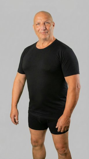 20 Nodi Short Sleeve Crew Neck in Combed Cotton Jersey Black - Undershirts - 