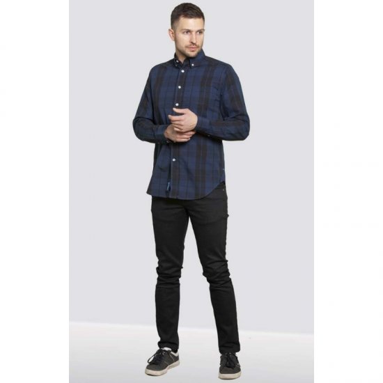 D555 Davenport Long Sleeve Shirt Navy - Overhemden - Overhemden Grote Maten Heren