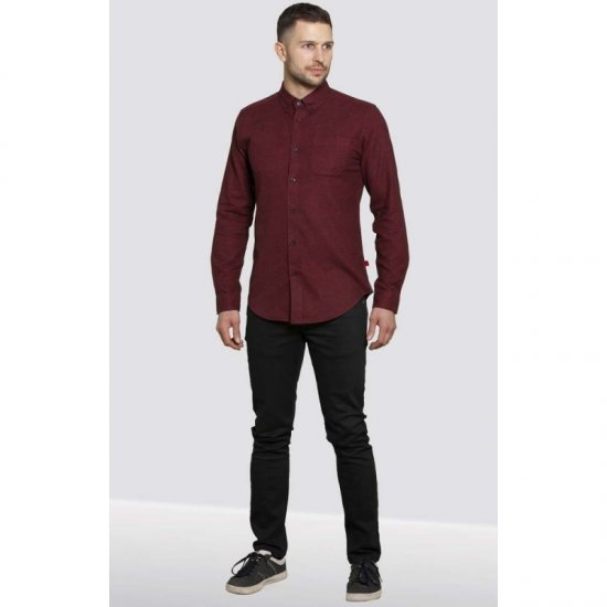 D555 Dawson Textured Shirt Dark Red - Overhemden - Overhemden Grote Maten Heren