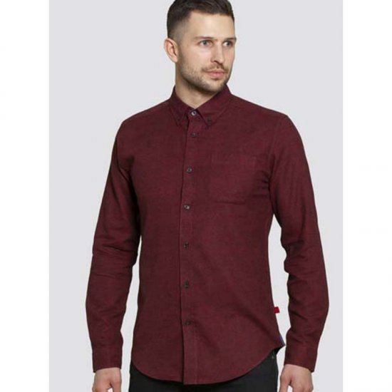 D555 Dawson Textured Shirt Dark Red - Overhemden - Overhemden Grote Maten Heren