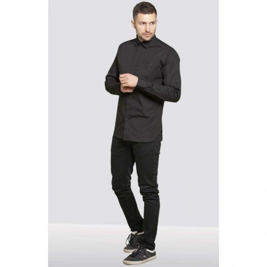 D555 Michael Couture Stretch Shirt Black - Overhemden - Overhemden Grote Maten Heren