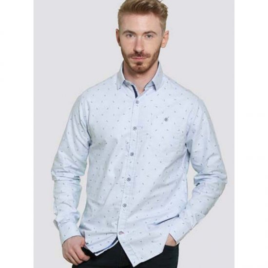 D555 Addington Printed Oxford Shirt Blue - Overhemden - Overhemden Grote Maten Heren