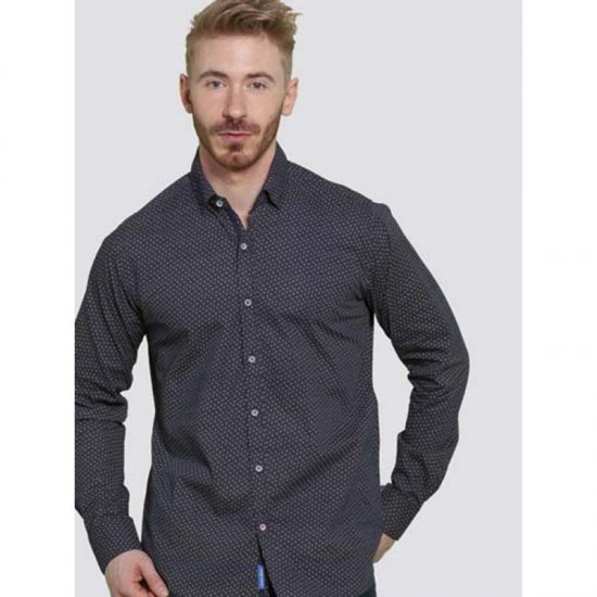 D555 Babworth Long Sleeve Shirt Navy - Overhemden - Overhemden Grote Maten Heren