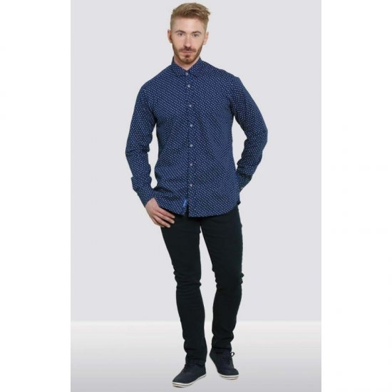 D555 Bainton Long Sleeve Shirt Navy - Overhemden - Overhemden Grote Maten Heren