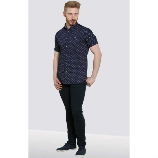 D555 Barrington Short Sleeve Shirt Navy - Overhemden - Overhemden Grote Maten Heren