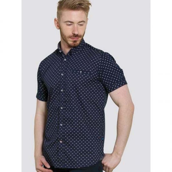 D555 Barrington Short Sleeve Shirt Navy - Overhemden - Overhemden Grote Maten Heren