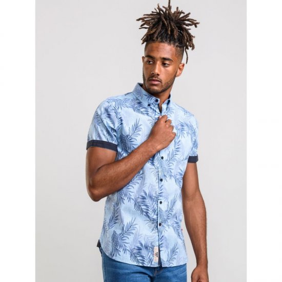D555 Santana Hawaii Shirt Sky Blue - Overhemden - Overhemden Grote Maten Heren