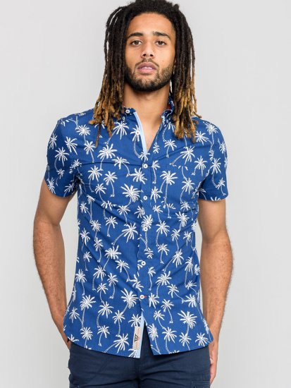 D555 BURLEY Palm Tree Print Shirt - Overhemden - Overhemden Grote Maten Heren