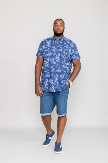 D555 WHITSBURY Hawaiian Print Shirt - Overhemden - Overhemden Grote Maten Heren