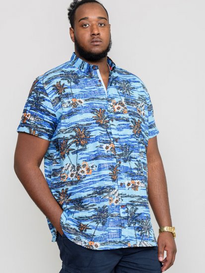 D555 CHARFORD Hawaiian Reverse Printed Shirt - Overhemden - Overhemden Grote Maten Heren