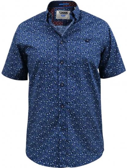 D555 Tristain S/S Floral Ao Print Shirt Navy - Overhemden - Overhemden Grote Maten Heren