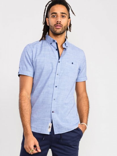 D555 Hadley S/S Micro Dog Tooth Check Shirt - Overhemden - Overhemden Grote Maten Heren