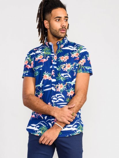 D555 Durham Flamingo Hawaiian Ao Print Shirt - Overhemden - Overhemden Grote Maten Heren