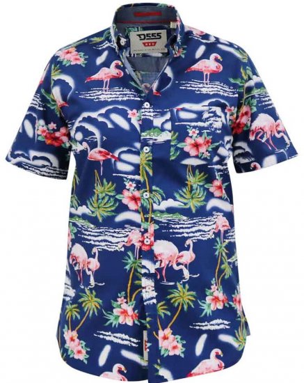 D555 Durham Flamingo Hawaiian Ao Print Shirt - Overhemden - Overhemden Grote Maten Heren
