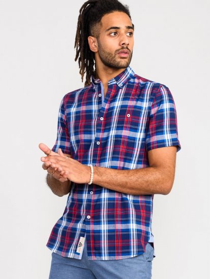 D555 Portland Check Button Down Collar S/S Shirt - Overhemden - Overhemden Grote Maten Heren