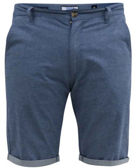 D555 Alderton Stretch Chambray Shorts Navy - Korte broeken - Grote Maten Korte Broeken Heren