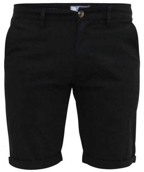 D555 Nelson Stretch Chino Shorts Black - Korte broeken - Grote Maten Korte Broeken Heren