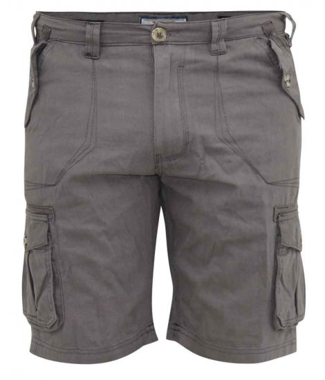D555 Melton Cotton Cargo Shorts Grey - Korte broeken - Grote Maten Korte Broeken Heren