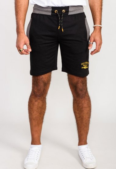 D555 Sutton Elasticated Waist Shorts With Embroidery Black - Joggingbroeken & shorts - Joggingbroeken & Shorts Heren Grote Maten