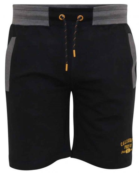 D555 Sutton Elasticated Waist Shorts With Embroidery Black - Joggingbroeken & shorts - Joggingbroeken & Shorts Heren Grote Maten