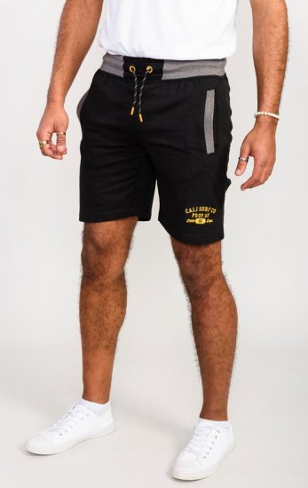 D555 Sutton Elasticated Waist Shorts With Embroidery Black - Joggingbroeken & shorts - Joggingbroeken & Shorts Heren Grote Maten