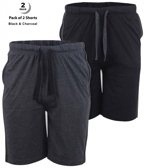 D555 Ryan Jersey Shorts 2-pack Black/Charcoal - Joggingbroeken & shorts - Joggingbroeken & Shorts Heren Grote Maten
