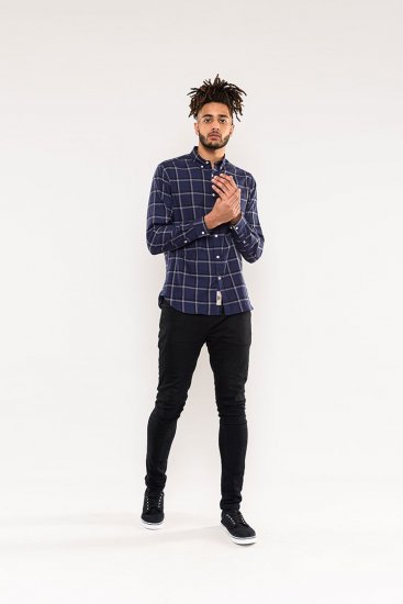 D555 Townsville Check Button Down Collar Shirt Navy - Overhemden - Overhemden Grote Maten Heren