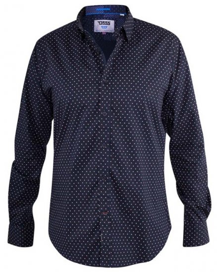 D555 Adelaide Long Sleeve Printed Shirt Navy - Overhemden - Overhemden Grote Maten Heren
