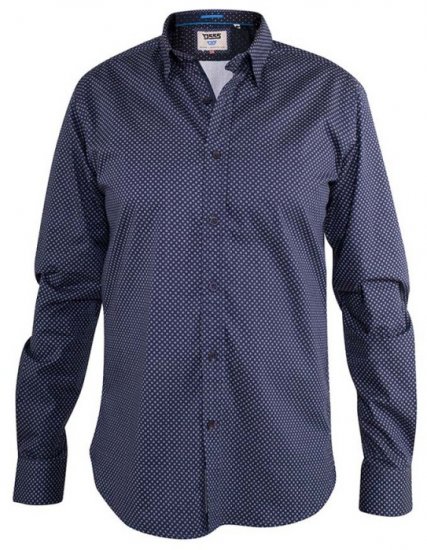 D555 Barker Printed Shirt Navy - Overhemden - Overhemden Grote Maten Heren