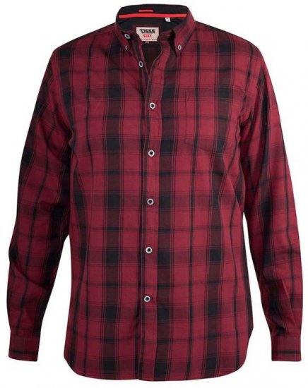 D555 Benalla Check Long Sleeve Button Down Shirt - Overhemden - Overhemden Grote Maten Heren