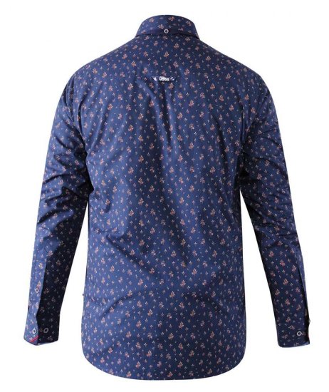D555 Edmund AOP Shirt Navy - Overhemden - Overhemden Grote Maten Heren