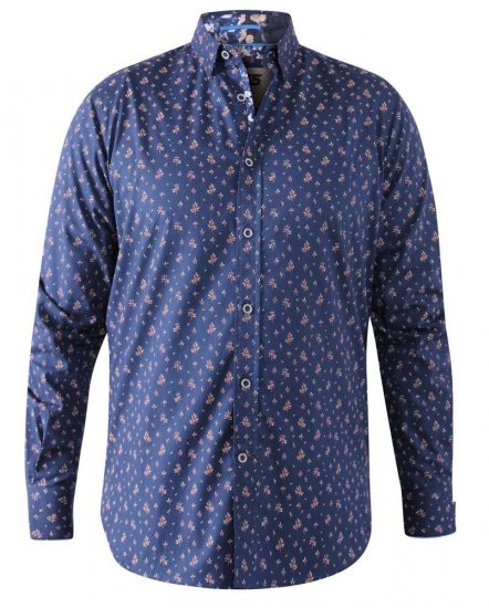 D555 Edmund AOP Shirt Navy - Overhemden - Overhemden Grote Maten Heren