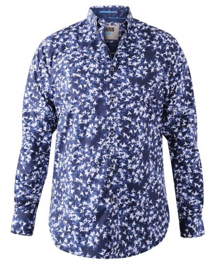 D555 Harrow AOP Shirt Blue - Overhemden - Overhemden Grote Maten Heren