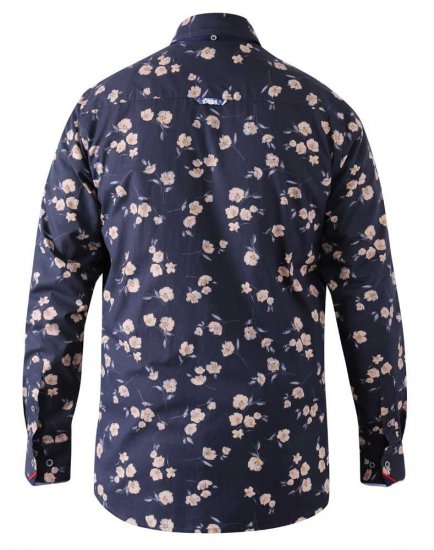 D555 Rooksey Floral Print Shirt Navy - Overhemden - Overhemden Grote Maten Heren