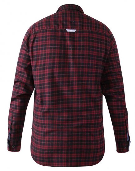 D555 Holton Dark Red Checked Flannel Shirt - Overhemden - Overhemden Grote Maten Heren