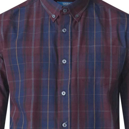 D555 Grady Long Sleeve Check Shirt - Overhemden - Overhemden Grote Maten Heren