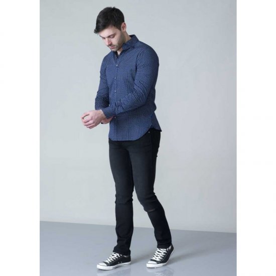 D555 Lavar Long Sleeve Diamond Printed Shirt - Overhemden - Overhemden Grote Maten Heren