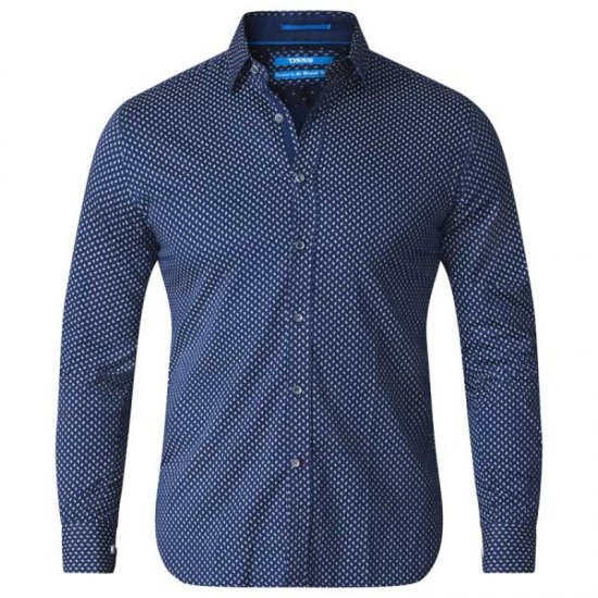 D555 Lavar Long Sleeve Diamond Printed Shirt - Overhemden - Overhemden Grote Maten Heren