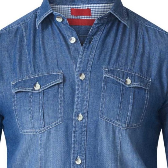 D555 Adcock Long Sleeve Vintage Denim Shirt - Overhemden - Overhemden Grote Maten Heren