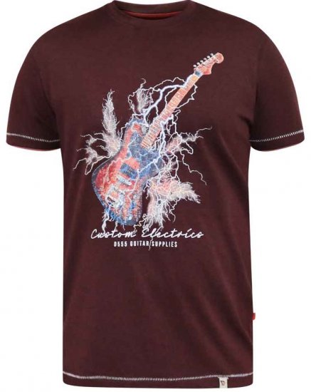 D555 Redbourn Lightning Bolt Guitar Printed T-Shirt - T-shirts - Grote Maten T-shirts Heren