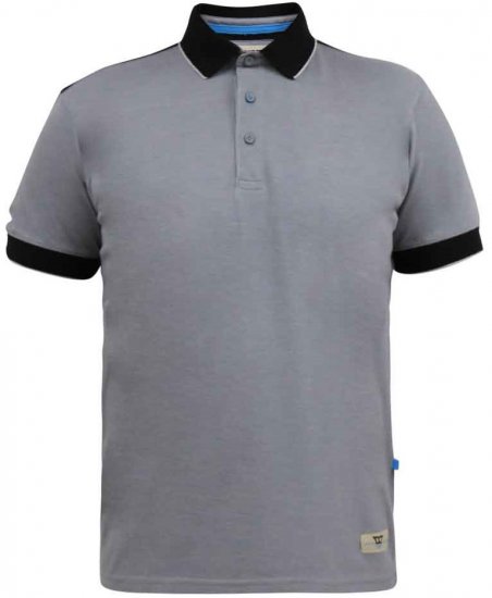 D555 Prinstead Pique Polo Shirt Grey - Polo shirts - Grote Maten Poloshirts Heren