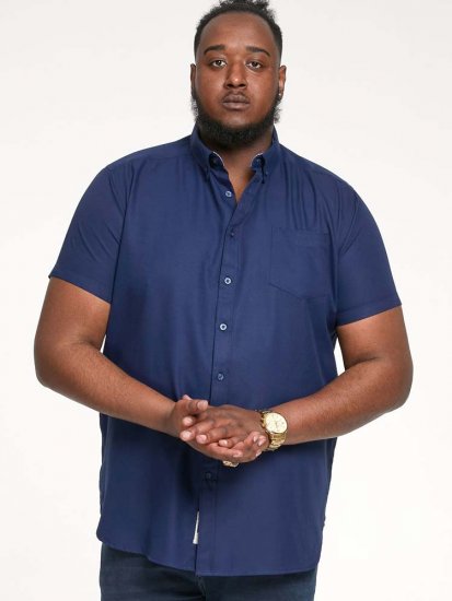 D555 James Short Sleeve Oxford Shirt Navy - Overhemden - Overhemden Grote Maten Heren