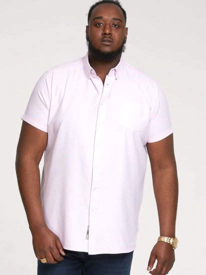 D555 James Short Sleeve Oxford Shirt Pink - Overhemden - Overhemden Grote Maten Heren