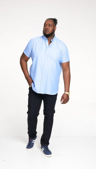 D555 James Short Sleeve Oxford Shirt Sky Blue - Overhemden - Overhemden Grote Maten Heren