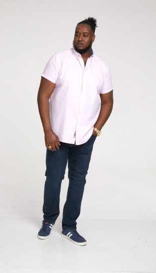 D555 James Short Sleeve Oxford Shirt Pink - Overhemden - Overhemden Grote Maten Heren