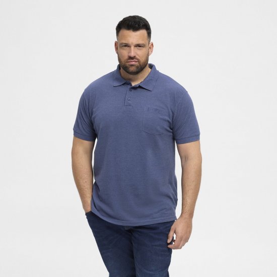 North Latitude Polo Blue Melange - Polo shirts - Grote Maten Poloshirts Heren