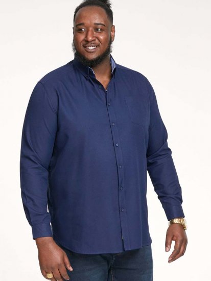 D555 Richard Long Sleeve Oxford Shirt Navy - Overhemden - Overhemden Grote Maten Heren