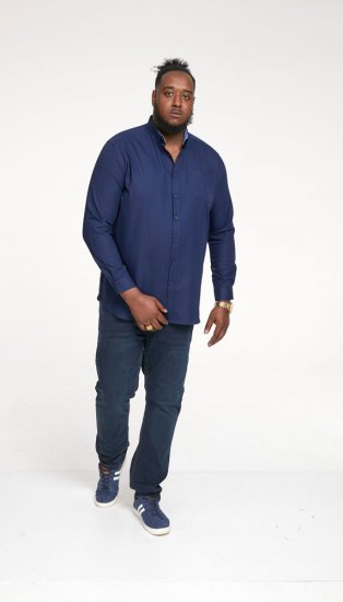 D555 Richard Long Sleeve Oxford Shirt Navy - Overhemden - Overhemden Grote Maten Heren